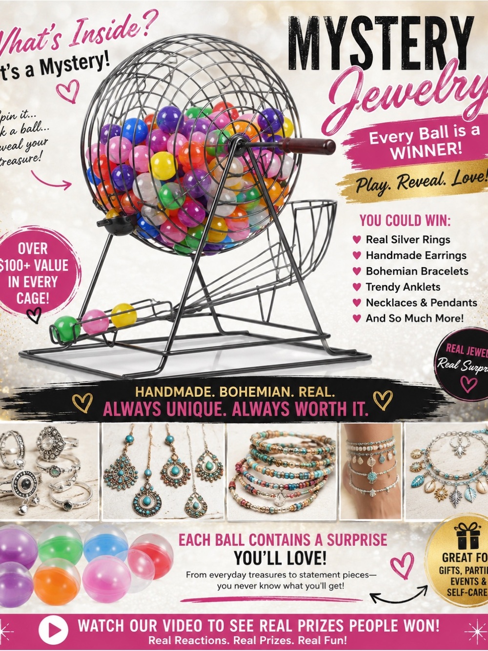 🎉 Mystery Jewelry Bingo Ball! 💎
- AssortedJewelry-Handmade-Real-Antiques-Gold-